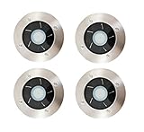 FORCETEK 4-Pack Solar Power Outdoor Stainless Steel 4 LED Step/Deck Light