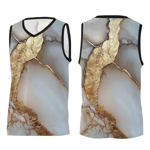 GuoChe Camiseta de baloncesto cómoda sin mangas para hombres y mujeres, equipo de aficionados juveniles, Mármol blanco neutro, L