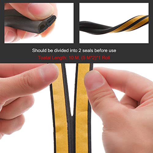 Image of Sealing Tape for Doors, Windows, Door Seal, Self-Adhesive Window Seal, Sealing Strips, Rubber Foam Seal Strips, Sound Insulation, Black