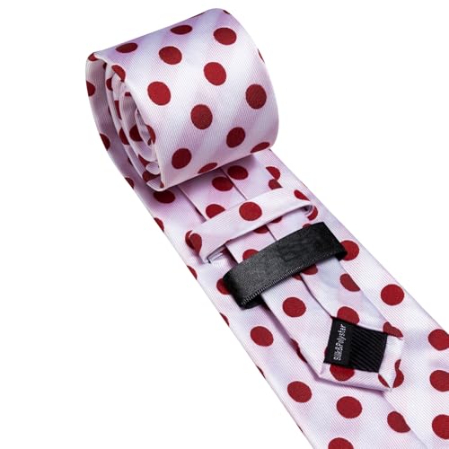 Image of Barry.Wang Ties for Men Silk Tie Sets Polka Dot Woven Necktie Pocket Square Cufflinks Business Wedding