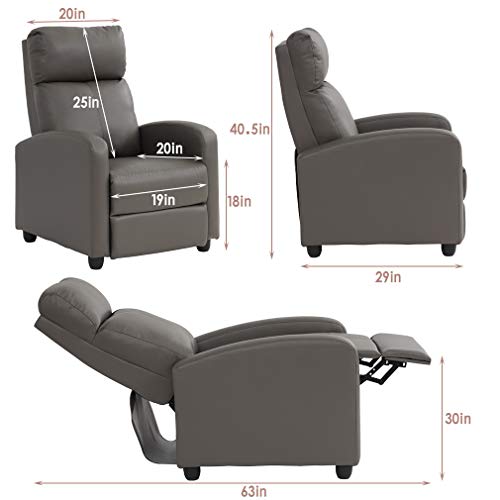 Image of FDW | Recliner Chair | Without Massage Function | Gray, PU Leather