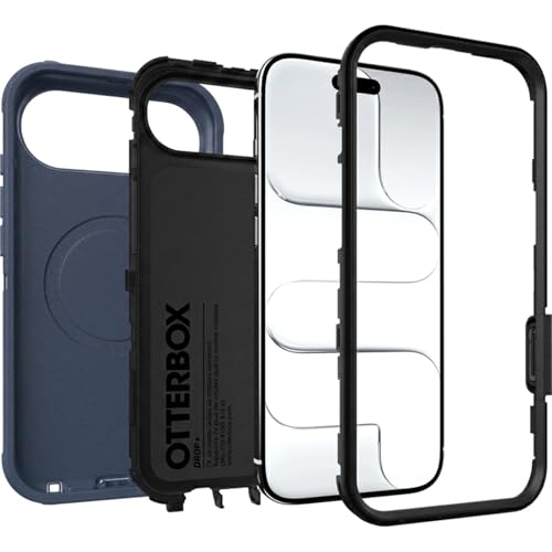 Image of OtterBox iPhone Air (Only) - Defender Series Case - Vintage Indigo Dream (Blue & Black) - Snaps on MagSafe - Tough - Rugged & Durable - Multi-Layer - Impact Absorbing iPhone Case