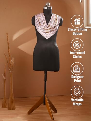 Image of Printed Poly Silken feel Scarf Stole for Women | Stylish, Soft, & Lightweight | Satin Feel Neck Scarf, Hair Scarf, Head Scarf for Women