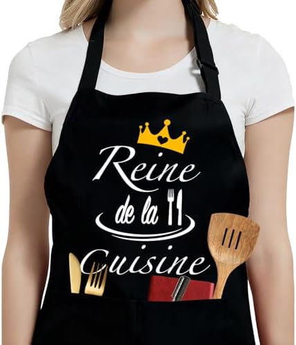 Tablier de Cuisine Femme Noir, Tablier Cuisine Personnalisé Humou...
