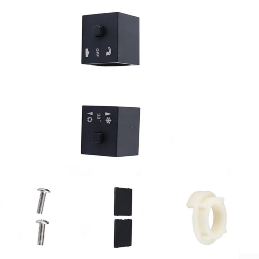 2 Piezas Manómetro Termostático Cuadrado para Ducha - Mandos Control Temperatura ABS Negro - Repuesto Grifería Baño 40x35mm(black)