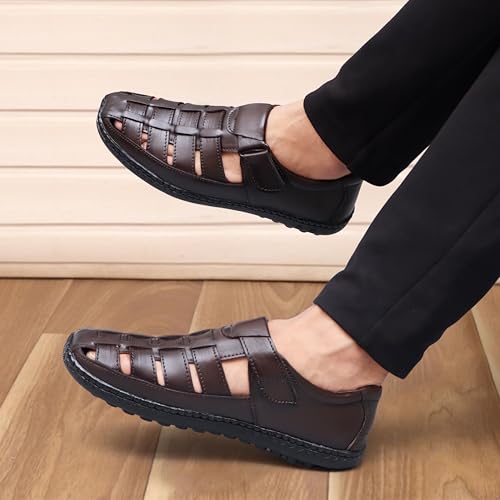 Image of ARAMISH Men,s Genuine Leather Fisherman Sandals
