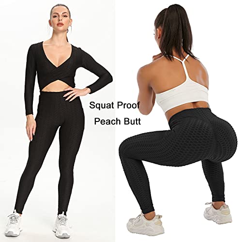 JGS1996 Scrunch Butt Lifting Leggings with Pockets for Women High Waist Peach Lift Compression Leggings Workout Yoga Pants