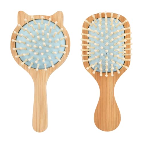 Set of 2 Bamboo Hair Brushes, Wooden Bamboo Paddle Hairbrush for Men, Women, and Kids, Suitable for Long, Short, Curly, Thick, and Thin Hair