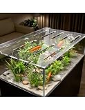5mm厚アクリル製水槽用フタ 飛び出し防止 透明カバー 餌やり穴付き 通気設計 DIY対応 | カメ爬虫類水槽用厚さ5mmの透明トップカバー - 通気性があり、耐久性があり、DIYで簡単に取り付けられます。(40x30cm/15.7x11.8in)