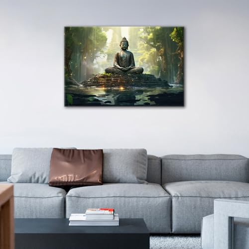 Statue de Bouddha décoration murale d'intérieur grand format - 4