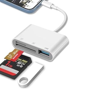 SD Card Reader for iPhone 15/16/iPad/MacBook – USBC Dual Port Memory Card Reader Adapter, Compatible...