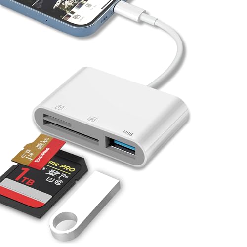 SD Card Reader for iPhone 15/16/iPad/MacBook – USBC Dual Port Memory Card Reader Adapter, Compatible...