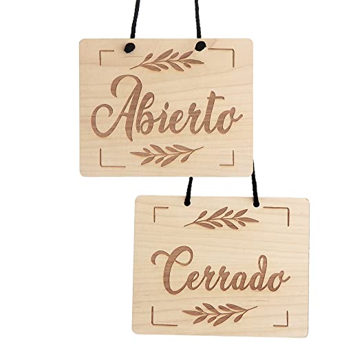 Smile BB- Cartel Abierto Cerrado para Tiendas, Bares, Restaurantes, Letrero Abierto Cerrado en Madera, Fabricado en España