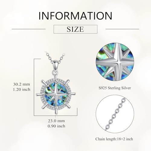 Rudder Necklace 925 Sterling Silver Voyage Pendant Abalone Shell Jewelry Gifts for Women Men4