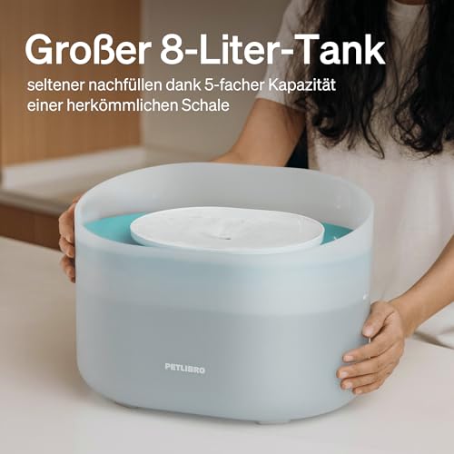 PETLIBRO Trinkbrunnen für Hunde und Katze, 8L Wasserbrunnen, Anti-Spill Guard,Hundewasserspender 26dB Leise, Einfacher Einbau und Ausbau zur Reinigung, Geeignet für große Hunde/mehrere Katzen
