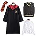 Produktbild FStory&Winyee Harry Potter Kostüm Kinder Erwachsene Umhang Unisex Gryffindor Hufflepuff Ravenclaw Slytherin Outfit Set Cape,Krawatte,Hemd,Weste Fasching