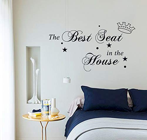 Maydahui 2Pcs Toilet Stickers The Best Seat In The House Wall Decal 11"Funny Art Vinyl Quote Mural Sign Black For Bathroom Home Chair Closestool Sofa #TOP5