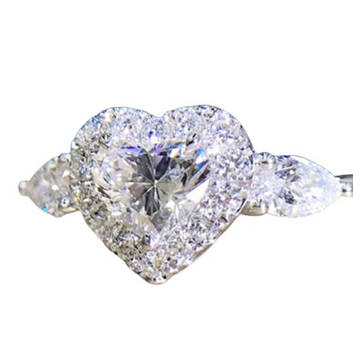 SANTOSH-ENTERPRISES 2.50Ct Heart Cut Lab Created White Diamond Halo Heart Shape Woman's Engagement Ring 14K White Gold Finish