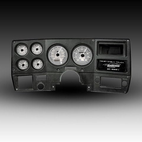 1973-1987 Chevy Truck Analog Gauge Cluster Replacement, White Faceplate, GPS Speed, Water & Oil Press Sending Units Included (White)