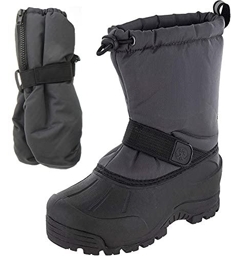 Northside Frosty Winter Snow Boots for Boys/Girls with Matching Waterproof Mittens, Size: 8 M US Toddler - Gray (Gray)