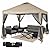 CROWN SHADES Gazebo 10x10 Pop Up Canopy with Mosquito Netting, Screen Tent with 4 Ropes, 8 Stakes, 4 Sandbags and Wheeled Storage Bag, Canopy for Patio & Backyard, Beige