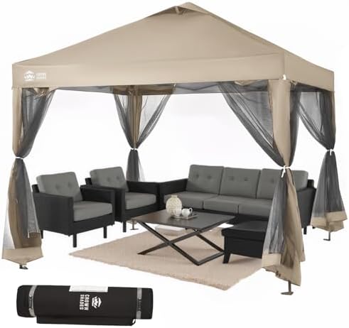 CROWN SHADES 10x10 Pop Up Gazebo, Canopy with Mosquito Netting,In...
