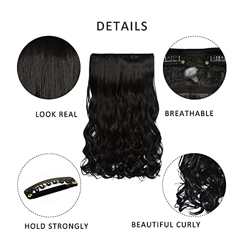 Image of Women Hair Extension Curly Wave Black 18 To 20 Inches Hairpiece With 5 BB Clip /Hair Extension for Women Party /Halloween /Christmas