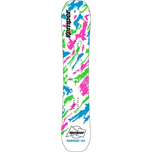 Kemper Snowboards – Rampage Men’s 152 Cm Snowboard, Freestyle/Terrain Park Design, Lightweight, Park Camber, Poplar/Bamboo Core – White With Retro 90’S Graphics #TOP1