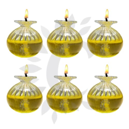 Image of Glass Fancy Udupi Nanda Table Diya | Akhand Glass Diya | Chambu Diya for Puja Room, Temple Home Office Festive Decor (Pack of 12)