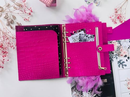 Agenda journalier en cuir rose de haute qualité format A5 - 2