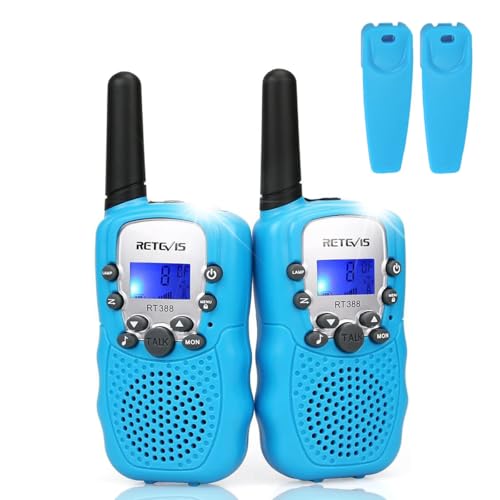 Retevis RT388 Walkie Talkie NiñOs,Juguetes De Largo Alcance De 3 A 12 AñOs,Linterna Lcd De 8 Canales, Regalos Para Camping, Aventura, Senderismo (1 Par, Azul)-image