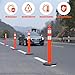 OranLite Traffic Delineator Post Cones with Heavy-Duty Octagonal Rubber Base, Channelizer Post Kit for Road Construction Work, Traffic Guidance, Garage Parking, Crowd Control (6, 42