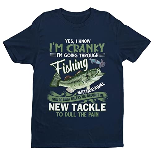 Galaxy Tees Mens Funny Angling T Shirt I'm Going Through Fishing Withdrawal Fisherman Dad Gift Short Sleeved Midnight Navy Blue XL