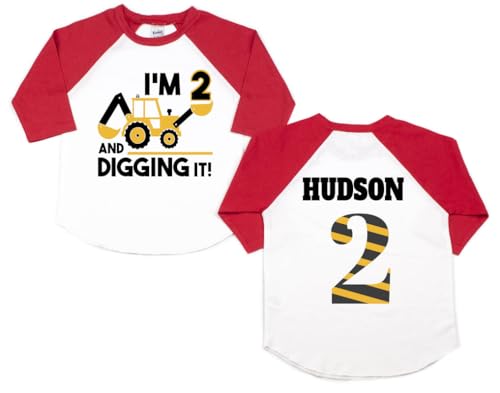 Construction 2nd Birthday Shirt I'm Two Year Old Baby Boy T-Shirt for Toddler Digging It Theme Kids Tees Personalized Shirt2