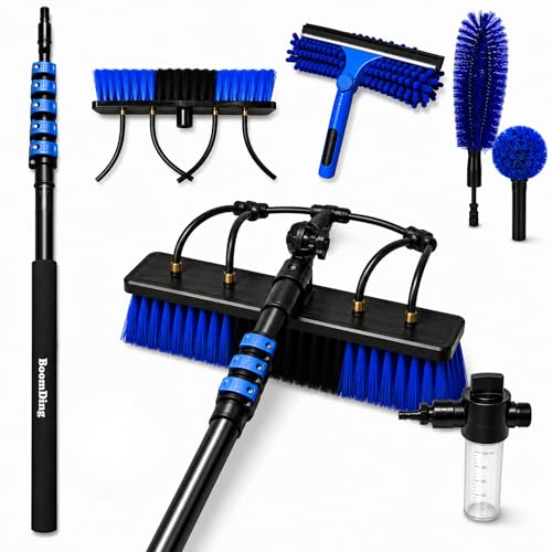 Window Cleaning Equipment 19FT Telescopic Window Cleaner Water Fed Pole Window Cleaning Kit with Brush & 5 Attachments for Window Solarpanels Conservatory & Gutter Cleaning - Window Cleaning Pole