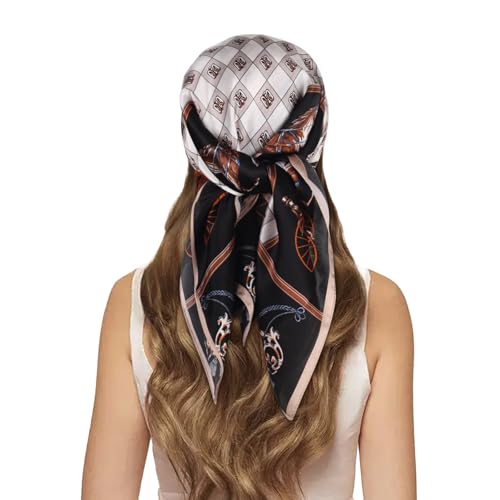 EXTREE 100% Pure Mulberry Silk Scarf Fashion Hair for Women Scarf Lightweight Square Neckerchief 27.5× 27.5 inches Ancient Roman Army Green