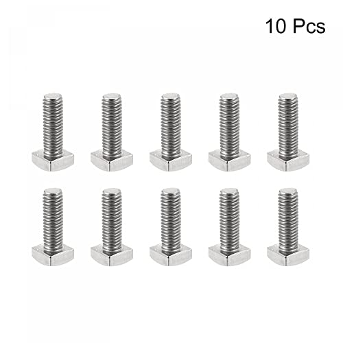 Image of uxcell Square Head Bolt, 10pcs M5x12mm Fully Thread 304 Stainless Steel Grade C Square Machine Screws