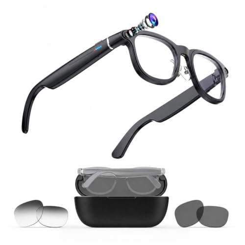 Image of Coucur AI Smart Glasses with Camera,Bluetooth Glasses for Men Women(3 Lens)