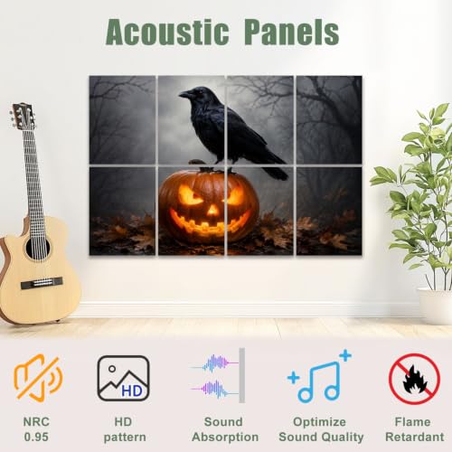 Paquete de 8 paneles acústicos artísticos absorbentes de sonido VVLUXIDECO 48"x32" de fibra de poliéster con diseño Halloween miniatura 3