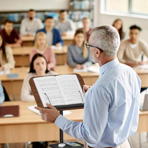 Snughome Lectern Podium Stand with Storage Tray, Height Adjustable Lectern Stand Mobile Podium, Portable Floor Standing Podium Lectern for Church, Weddings, Classroom, Speech by Snughome - Image 2