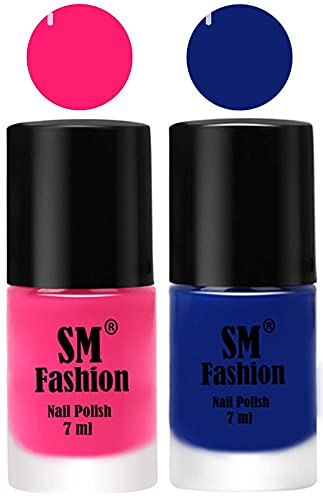 Image of Long Lasting Nail Polish | Nail Paint Combo 7 ml Each) - Set of 2 Deep Pink-Blue