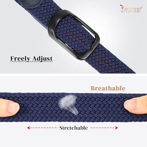 Image of JASGOOD Stretch Belt for Men, Men Women Elastic Woven Braided Belt 1 3 /8 Casual Belt Golf Belt for Jeans Pants