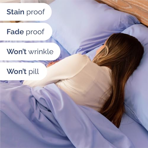 Image of Split King 7 Piece Bed Sheet Set - Comfy, Breathable & Cooling - Lavender | Ultra-Soft Hotel Luxury Bedding Set w / 8-16 Inch Deep Pockets, 1 Flat & 2 Fitted Sheet & 4 Pillowcases, Wrinkle & Fade Free