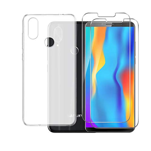 LYJERRY Carcasa Anti-Choques y Anti- Arañazos Hafury Note 10 Case Suave Blanco + 2Pcs Cristal Templado para Hafury Note 10 Smartphone 5.93  Cover Funda Silicona Case Protector Pantalla