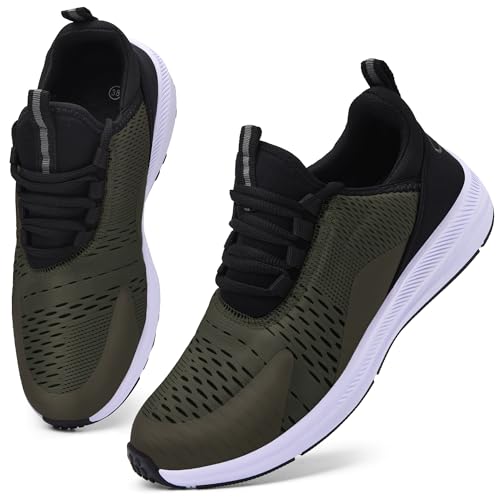 Mnking Basket Chaussures Sport Course Homme Femme Respirant Running Compétition Trail Entraînement Outdoor Fitness Gym Sneaker Vert Armée EU39