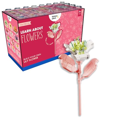 Image of STEM Lily Flower Building Blocks Set (106 Pcs, 12-in-1) | DIY Flower Pen Stand Kit for Kids 6+ Years (Boys & Girls) | Creative Craft & Learning Toy | Ideal Gift for Kids