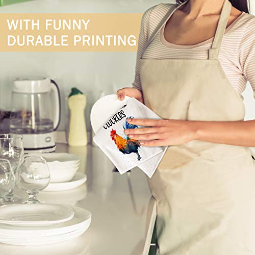 Bonsai Tree Funny Chicken Kitchen Towels With Sayings, Rise And Shine Mother Cluckers Rustic Dish Towels 28” X 28”, White Rooster Farmhouse Tea Towels Housewarming Gifts Decor For New Home #TOP6