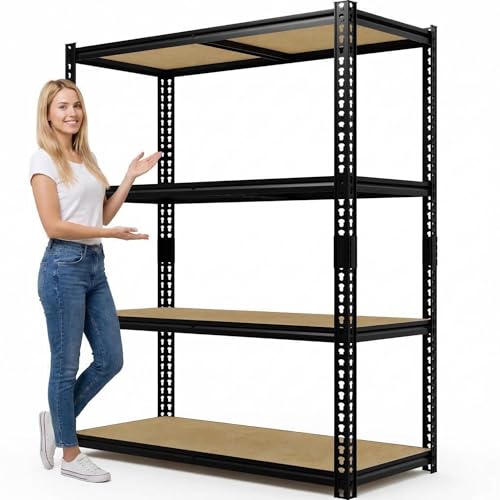 SierraSquad 2000 Lbs Heavy Duty Garage Shelving Unit, 4 Tier Adjustable Metal Storage Shelves, 40" L x 20" W x 60" H Garage Shelf Rack for Kitchen, Pantry, Basement, Bathroom & Laundry