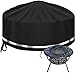 Duży pokrowiec ochronny na palenisko, okrągły, wodoszczelny, wiatroszczelny, odporny na działanie promieni UV, wytrzymały na rozerwanie, tkanina 600D Oxford, kosz na palenisko z odblaskowymi paskami, osłona paleniska (Ø 91 x 31 cm), czarny