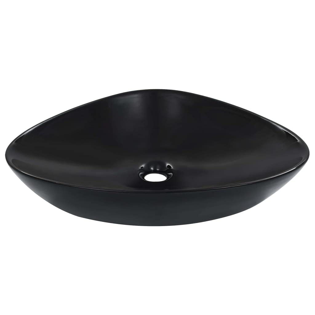 Lavabo de cerámica negro Mangloder de 58cm para muebles de baño modernos